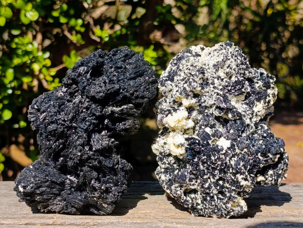 Natural Large Schorl Black Tourmaline Cluster Specimens x 2 From Erongo, Namibia - Toprock Gemstones and Minerals 