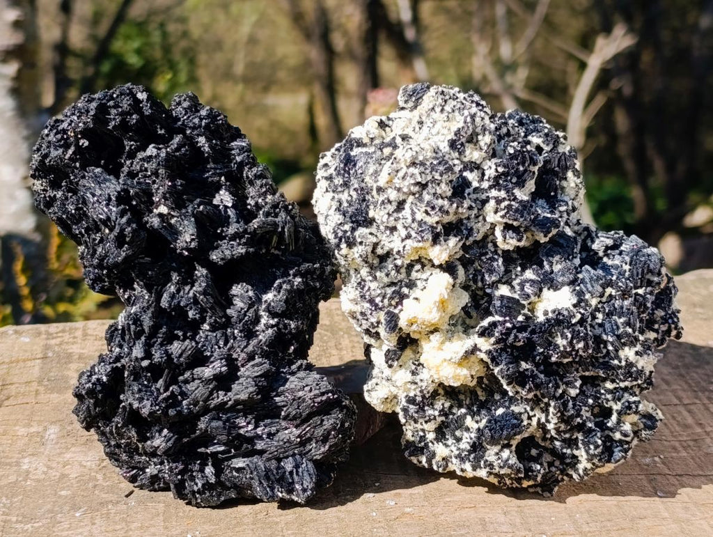 Natural Large Schorl Black Tourmaline Cluster Specimens x 2 From Erongo, Namibia - Toprock Gemstones and Minerals 