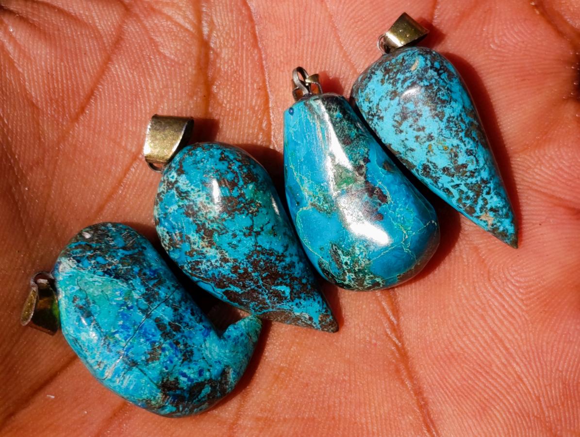 Hand Made Shattuckite Pendants x 24 From Congo - Toprock Gemstones and Minerals 