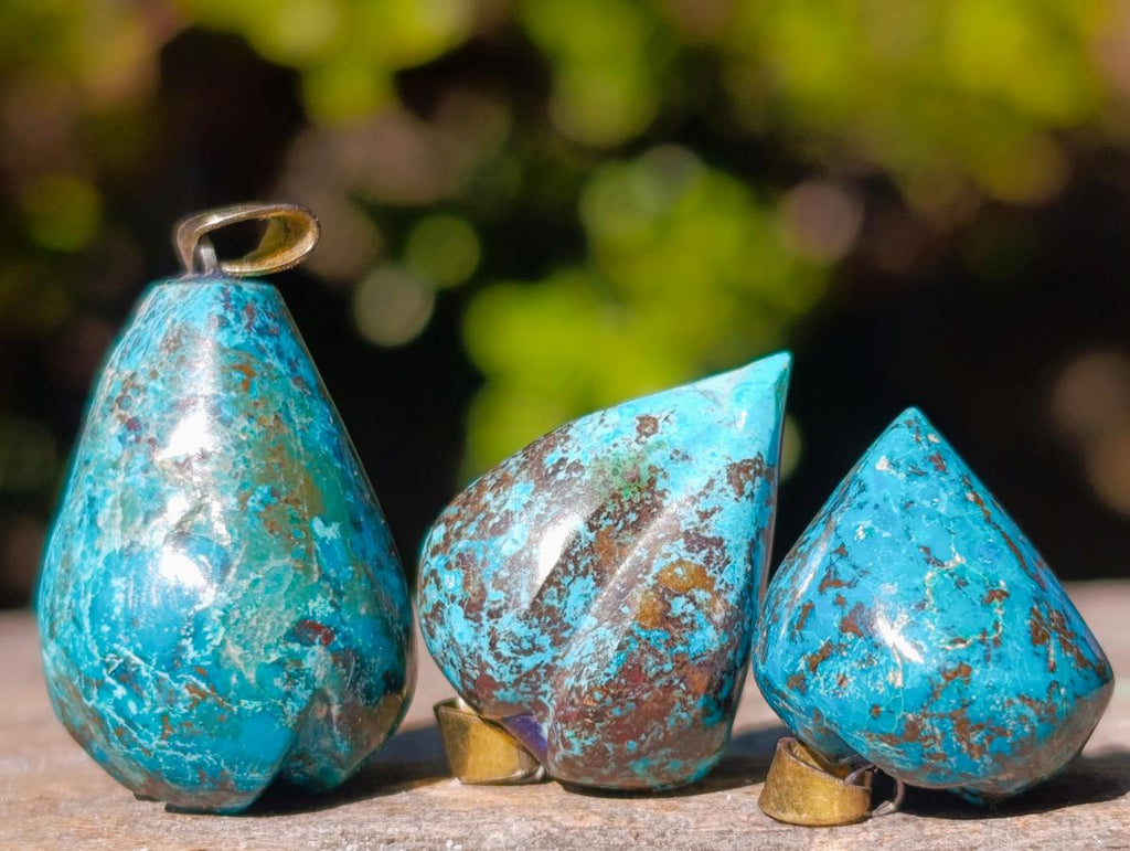Hand Made Shattuckite Pendants x 24 From Congo - Toprock Gemstones and Minerals 