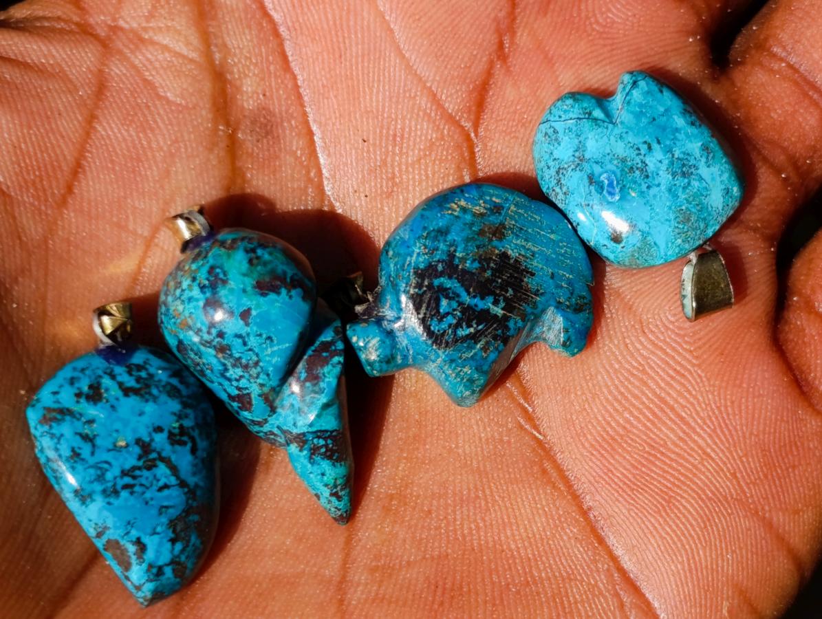 Hand Made Shattuckite Pendants x 24 From Congo - Toprock Gemstones and Minerals 