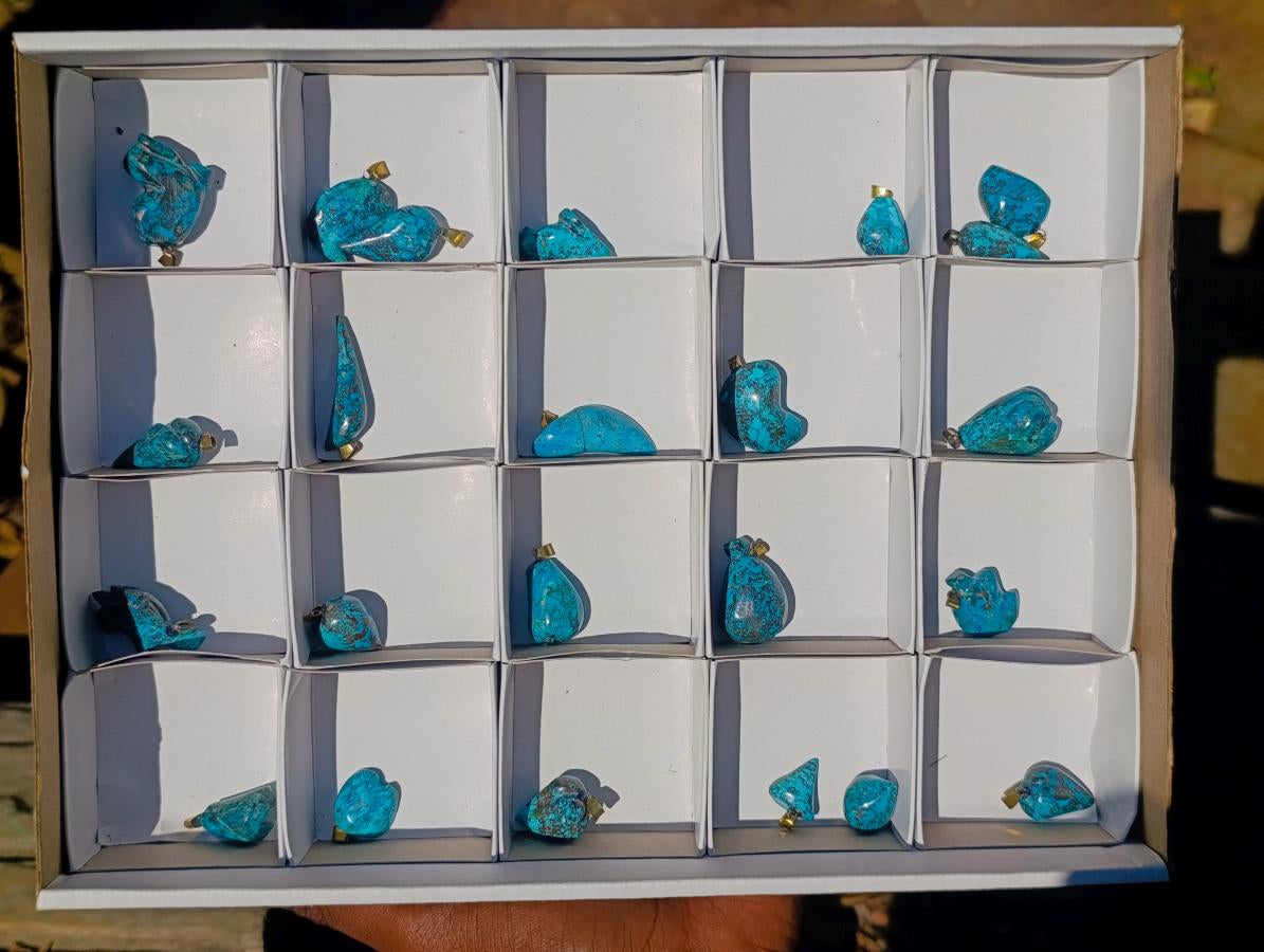 Hand Made Shattuckite Pendants x 24 From Congo - Toprock Gemstones and Minerals 