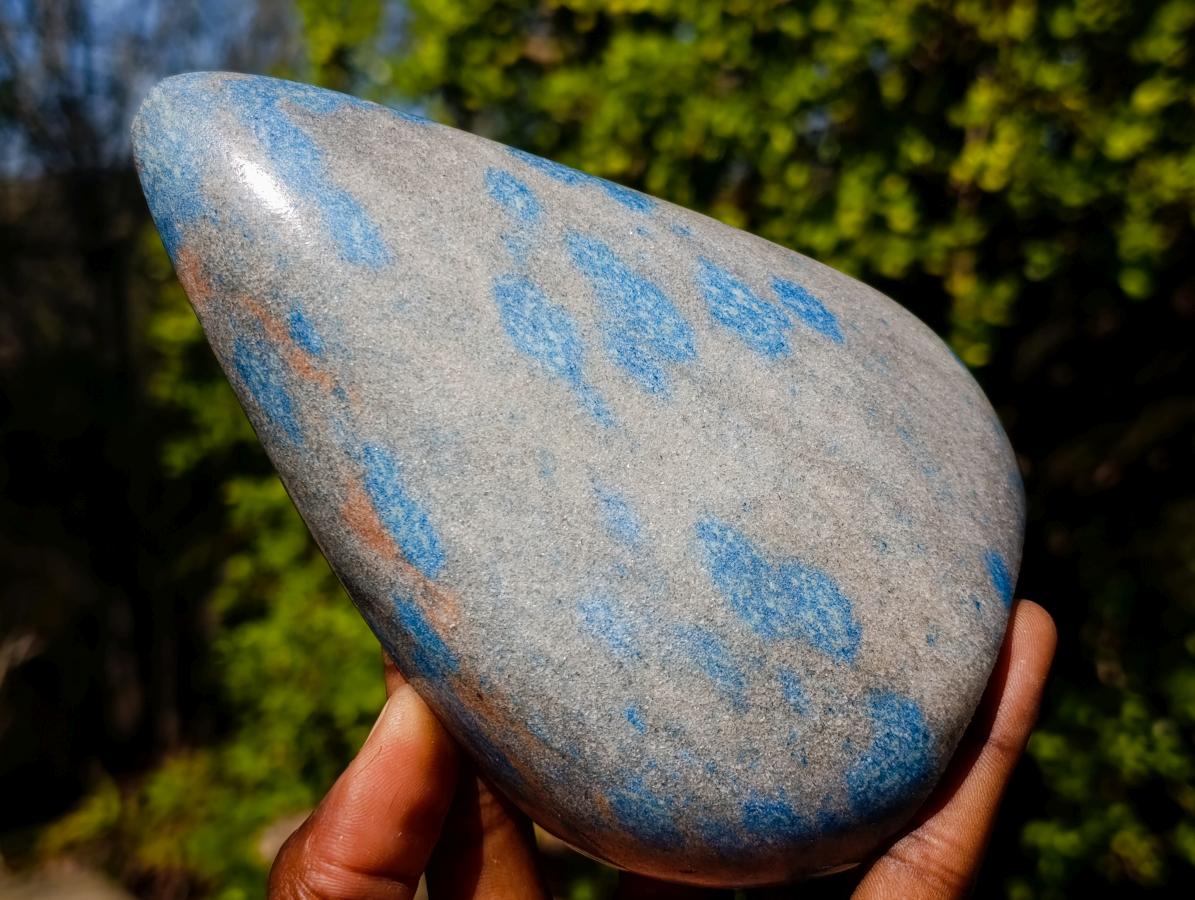 Polished Blue Spotted Spinel in Quartz Standing Display Pieces x 2 From Madagascar - Toprock Gemstones and Minerals 