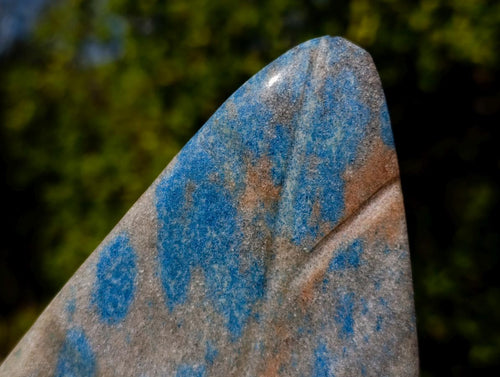 Polished Blue Spotted Spinel in Quartz Standing Display Pieces x 2 From Madagascar - Toprock Gemstones and Minerals 