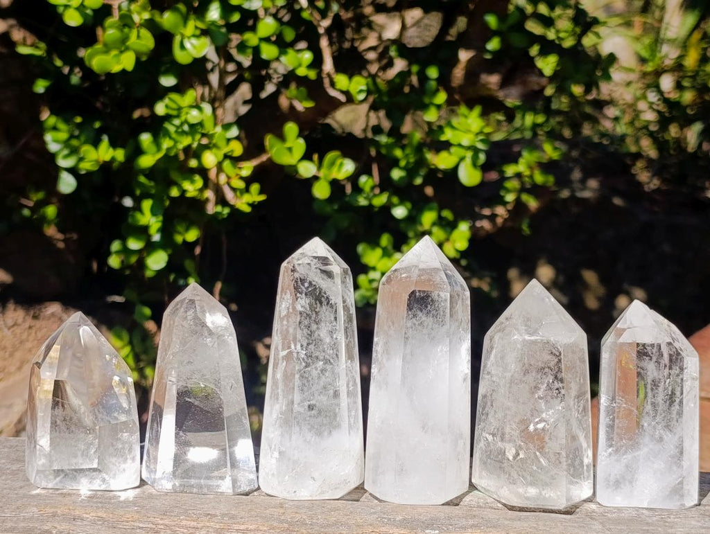 Polished Clear Quartz Crystals x 6 From Madagascar - Toprock Gemstones and Minerals 