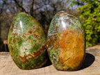 Polished Green Chrysoprase Standing Display Pieces x 2 From Ambatondrazaka, Madagascar - Toprock Gemstones and Minerals 