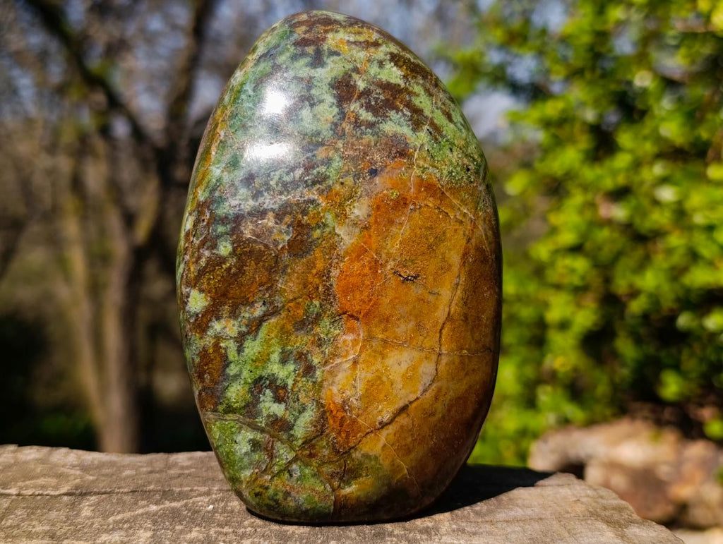 Polished Green Chrysoprase Standing Display Pieces x 2 From Ambatondrazaka, Madagascar - Toprock Gemstones and Minerals 