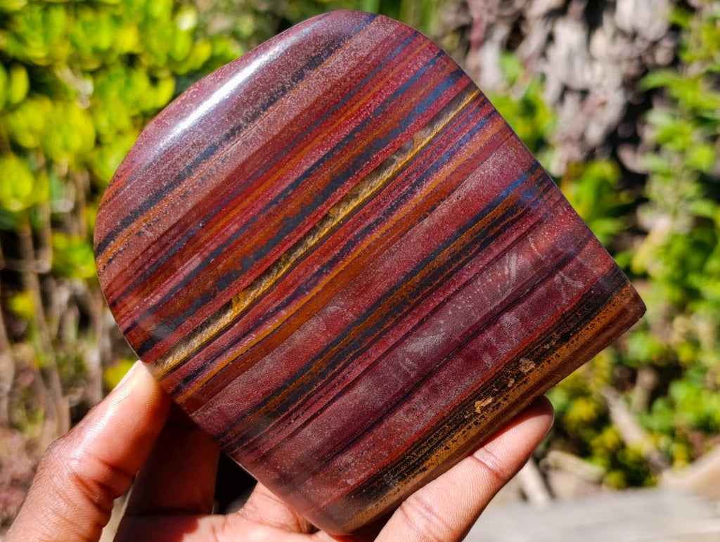 Polished Banded Tiger Iron Standing Display Pieces x 3 From South Africa - Toprock Gemstones and Minerals 