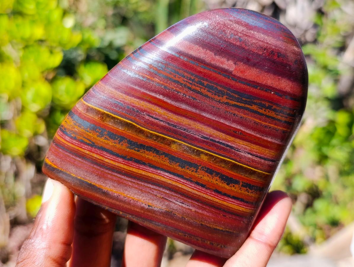 Polished Banded Tiger Iron Standing Display Pieces x 3 From South Africa - Toprock Gemstones and Minerals 