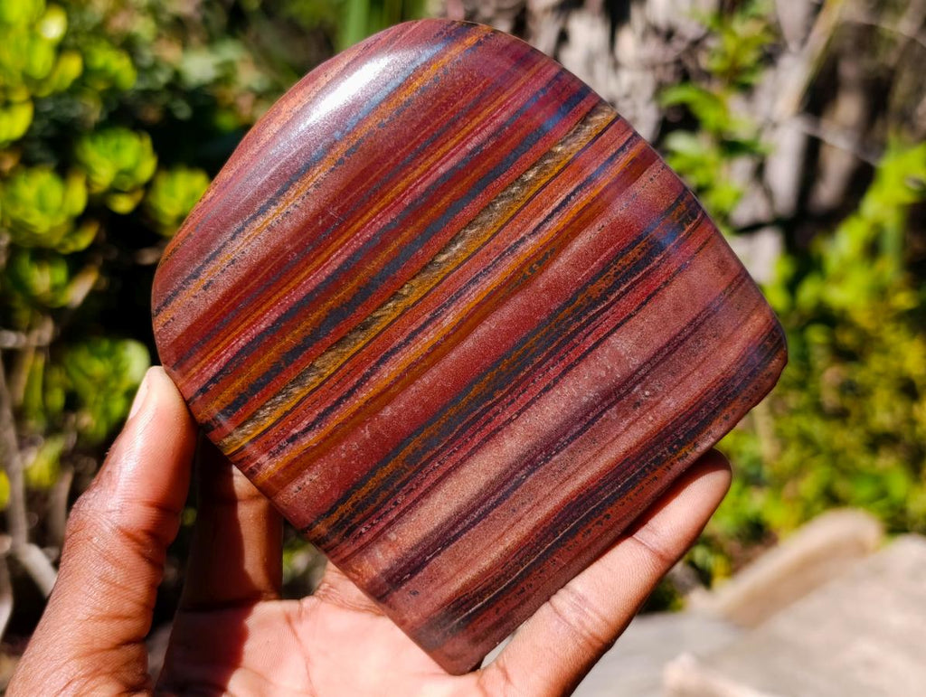Polished Banded Tiger Iron Standing Display Pieces x 3 From South Africa - Toprock Gemstones and Minerals 