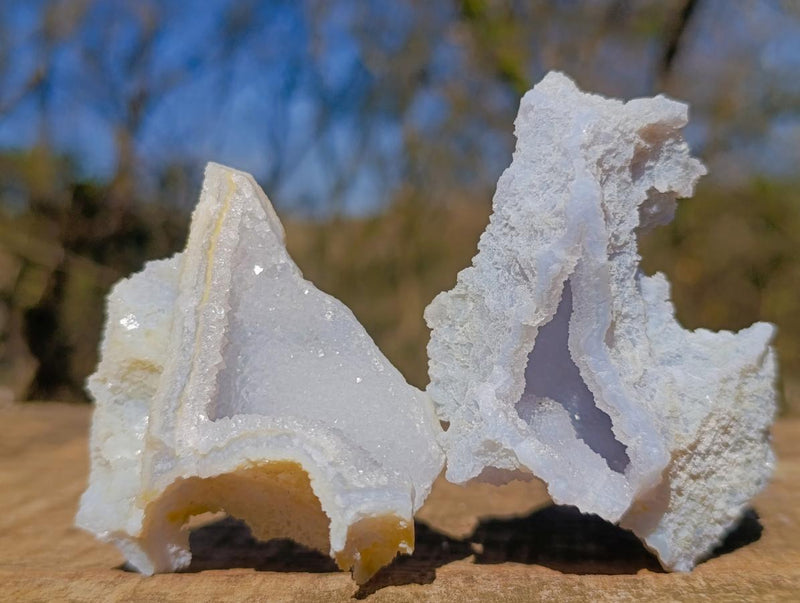 Natural Etched Blue Chalcedony Specimens x 12 From Nsanje, Malawi - Toprock Gemstones and Minerals 