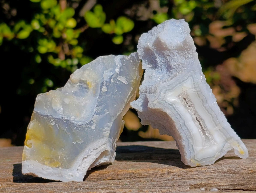 Natural Etched Blue Chalcedony Specimens x 12 From Nsanje, Malawi - Toprock Gemstones and Minerals 