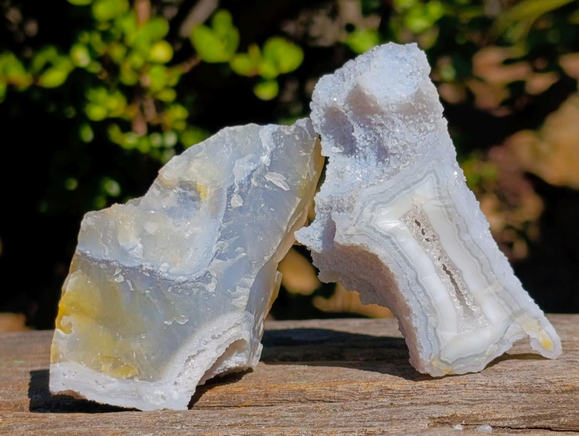 Natural Etched Blue Chalcedony Specimens x 12 From Nsanje, Malawi - Toprock Gemstones and Minerals 