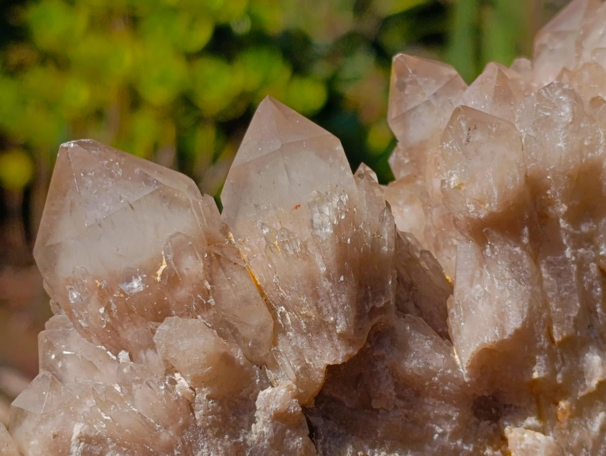 Natural Cascading White Phantom Smokey Luena Quartz Clusters x 3 From Luena, Congo - Toprock Gemstones and Minerals 