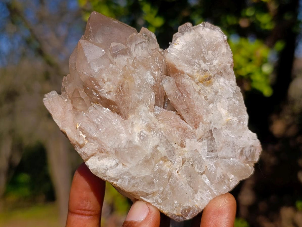 Natural Cascading White Phantom Smokey Luena Quartz Clusters x 3 From Luena, Congo - Toprock Gemstones and Minerals 