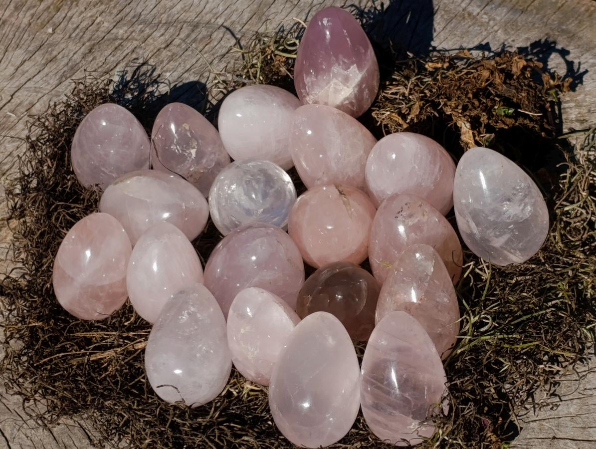Polished Mini Gemmy Rose Quartz Eggs x 26 From Madagascar - Toprock Gemstones and Minerals 