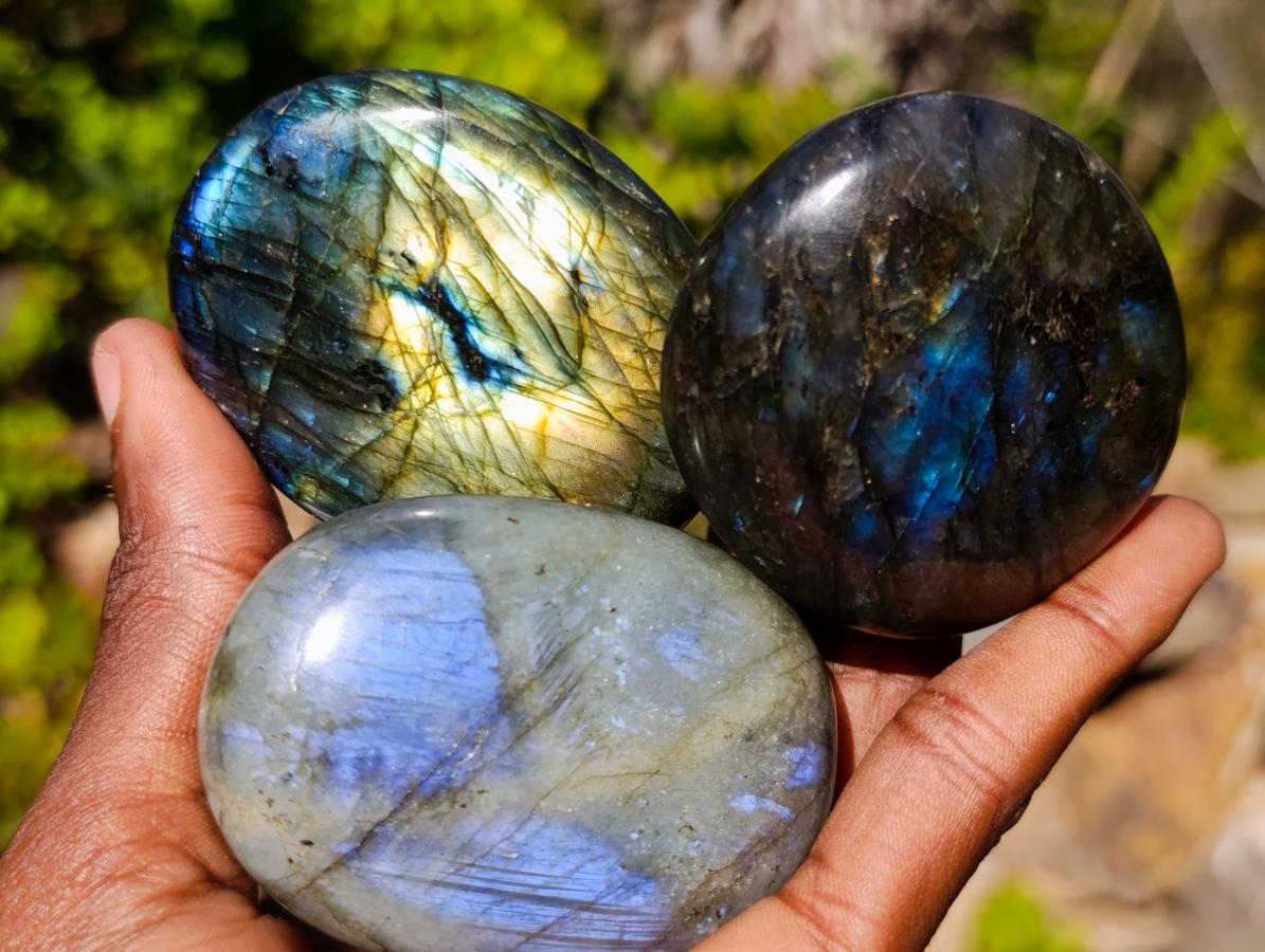Polished Labradorite Palm Stones x 12 From Madagascar - Toprock Gemstones and Minerals 