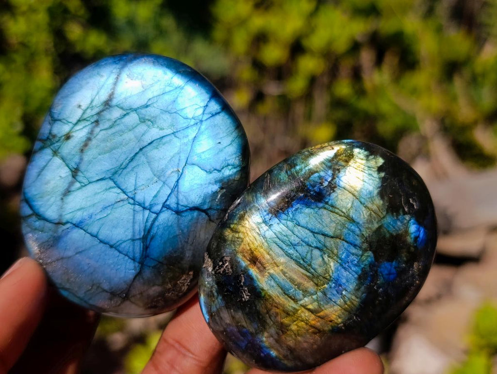 Polished Labradorite Palm Stones x 12 From Madagascar - Toprock Gemstones and Minerals 