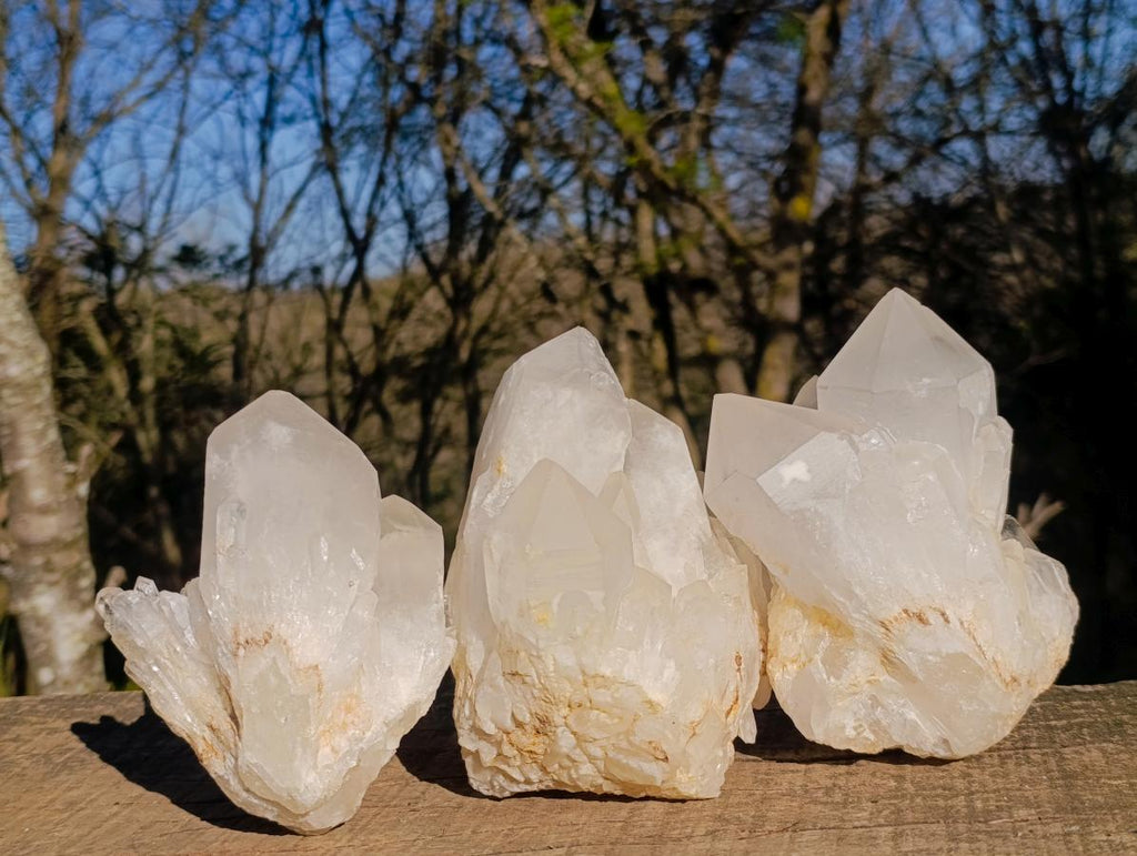 Natural White Malagasy Quartz Clusters x 3 From Madagascar - Toprock Gemstones and Minerals 