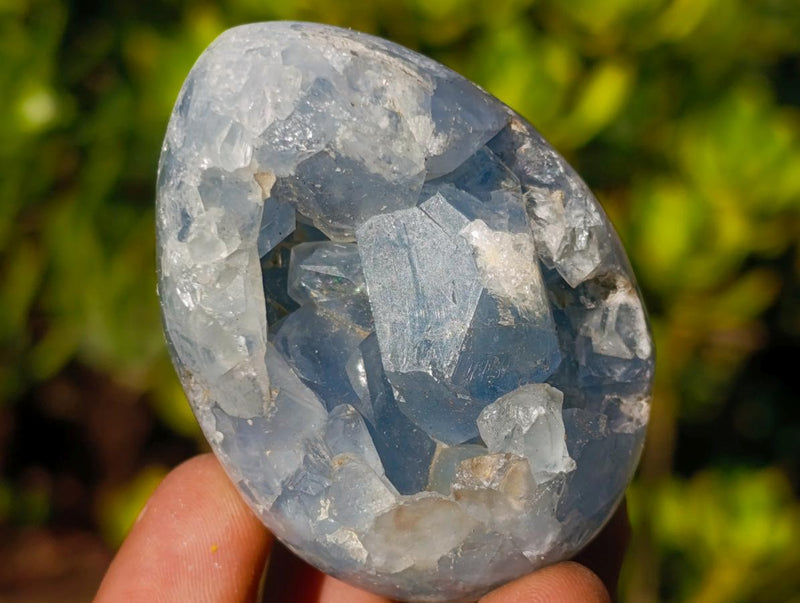 Polished and Natural Small Blue Celestite Eggs x 12 From Sakoany, Madagascar - Toprock Gemstones and Minerals 
