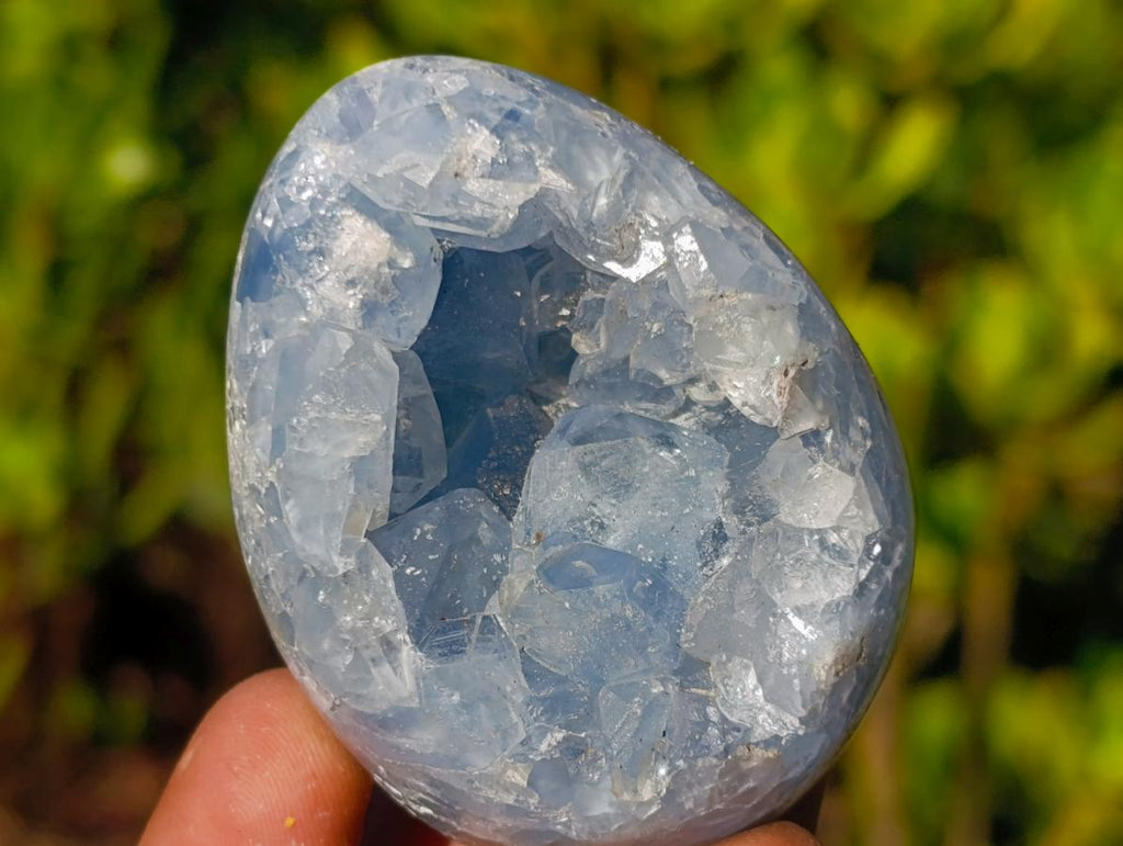 Polished and Natural Small Blue Celestite Eggs x 12 From Sakoany, Madagascar - Toprock Gemstones and Minerals 