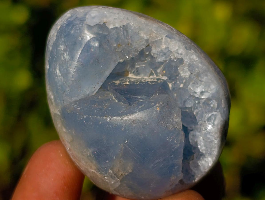Polished and Natural Small Blue Celestite Eggs x 12 From Sakoany, Madagascar - Toprock Gemstones and Minerals 