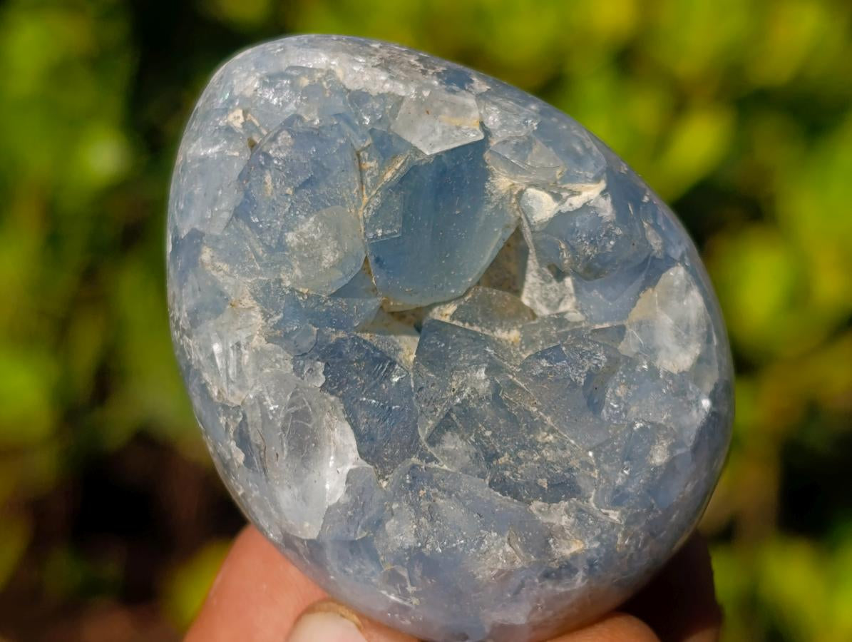 Polished and Natural Small Blue Celestite Eggs x 12 From Sakoany, Madagascar - Toprock Gemstones and Minerals 