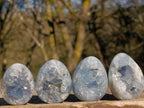 Polished and Natural Small Blue Celestite Eggs x 12 From Sakoany, Madagascar - Toprock Gemstones and Minerals 