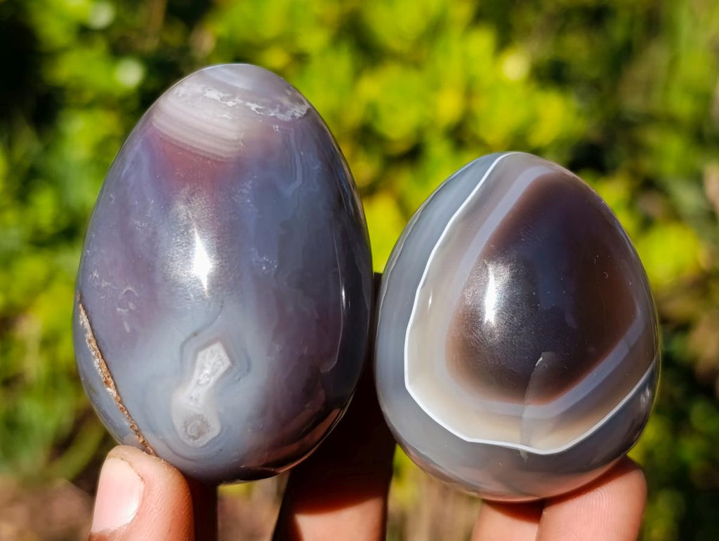 Polished and Natural Shashe River Agate Eggs x 12 From Shashe River, Zimbabwe - Toprock Gemstones and Minerals 