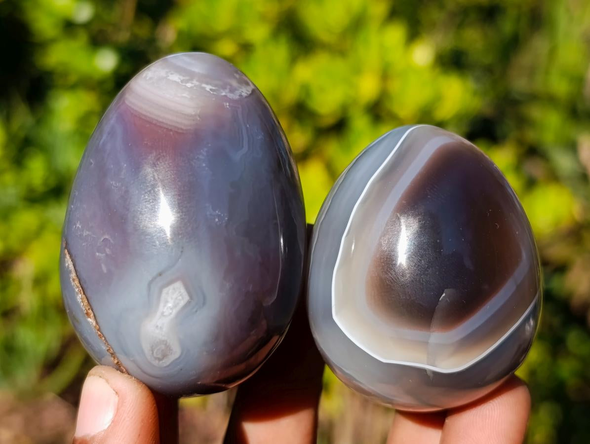 Polished and Natural Shashe River Agate Eggs x 12 From Shashe River, Zimbabwe - Toprock Gemstones and Minerals 
