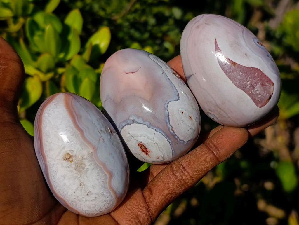 Polished and Natural Shashe River Agate Eggs x 12 From Shashe River, Zimbabwe - Toprock Gemstones and Minerals 