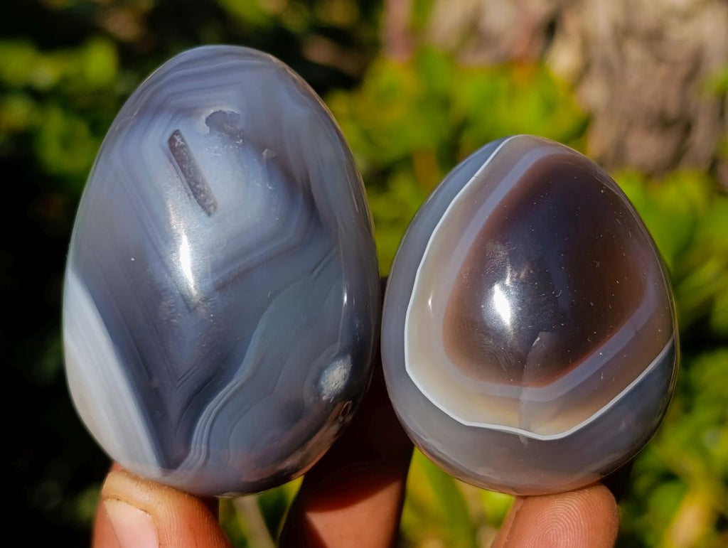 Polished and Natural Shashe River Agate Eggs x 12 From Shashe River, Zimbabwe - Toprock Gemstones and Minerals 