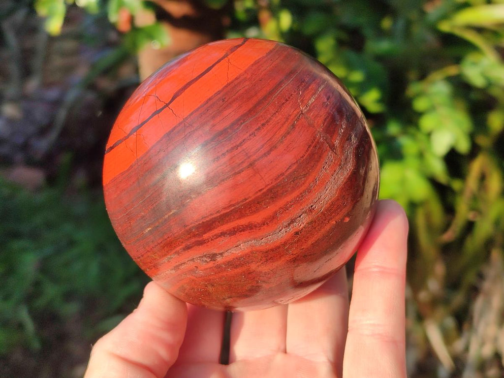 Polished Banded Red Jasper Spheres with Siliver Hematite x 2 From Zimbabwe - Toprock Gemstones and Minerals 