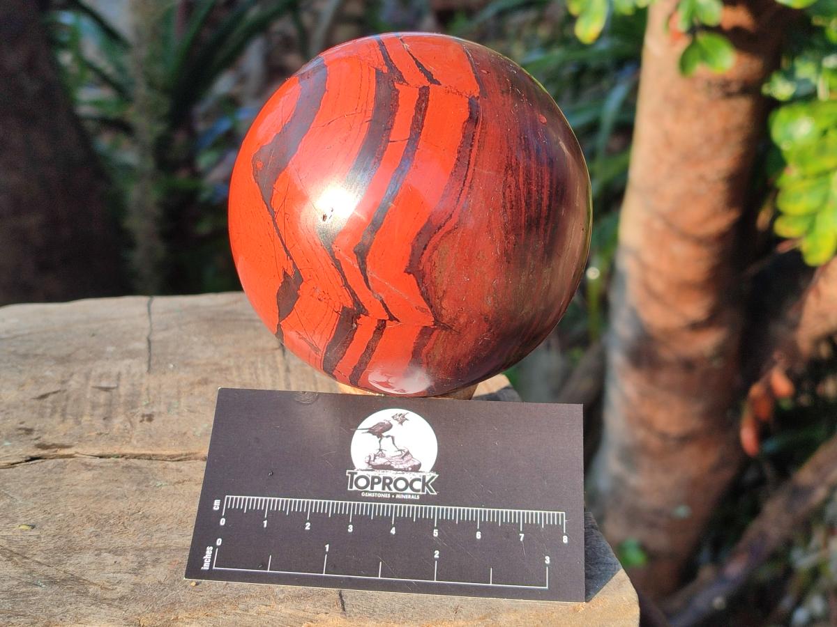 Polished Banded Red Jasper Spheres with Siliver Hematite x 2 From Zimbabwe - Toprock Gemstones and Minerals 