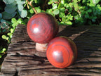 Polished Banded Red Jasper Spheres with Siliver Hematite x 2 From Zimbabwe - Toprock Gemstones and Minerals 