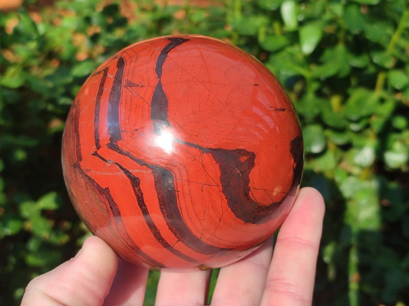 Polished Banded Red Jasper Spheres with Siliver Hematite x 2 From Zimbabwe - Toprock Gemstones and Minerals 
