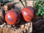 Polished Banded Red Jasper Spheres with Siliver Hematite x 2 From Zimbabwe - Toprock Gemstones and Minerals 