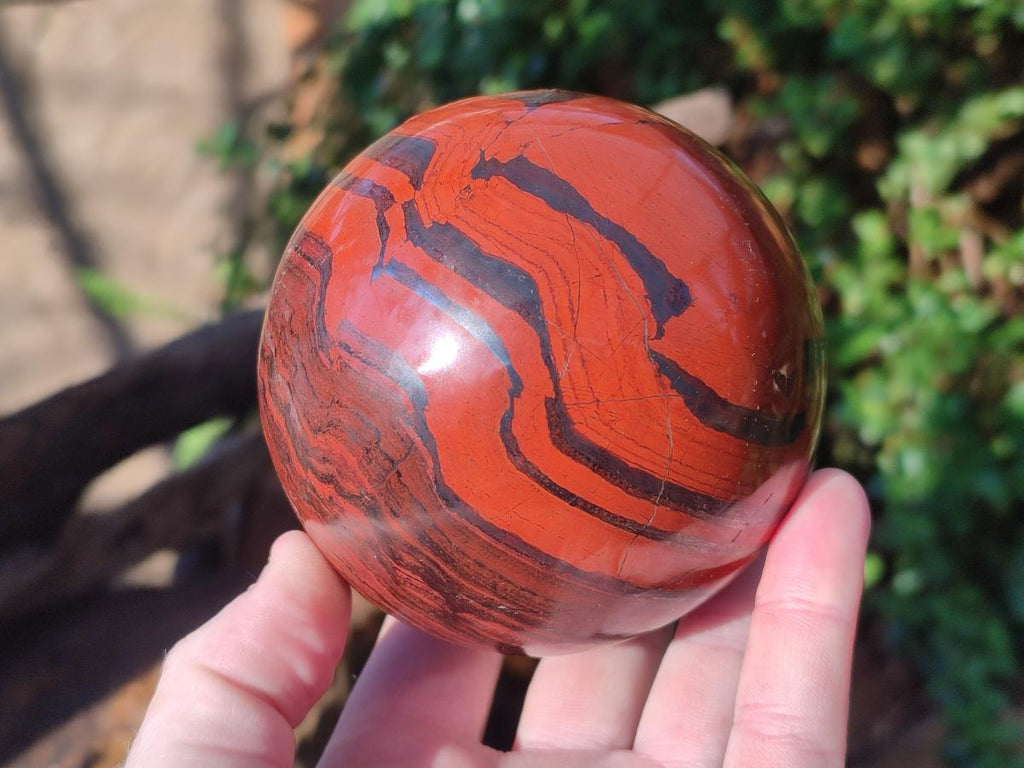 Polished Banded Red Jasper Spheres with Siliver Hematite x 2 From Zimbabwe - Toprock Gemstones and Minerals 