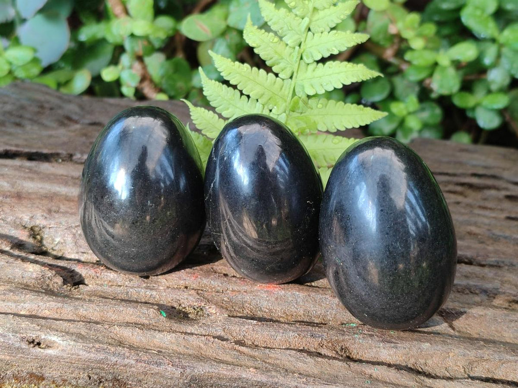 Polished Black Basalt Eggs x 6 From Madagascar - Toprock Gemstones and Minerals 