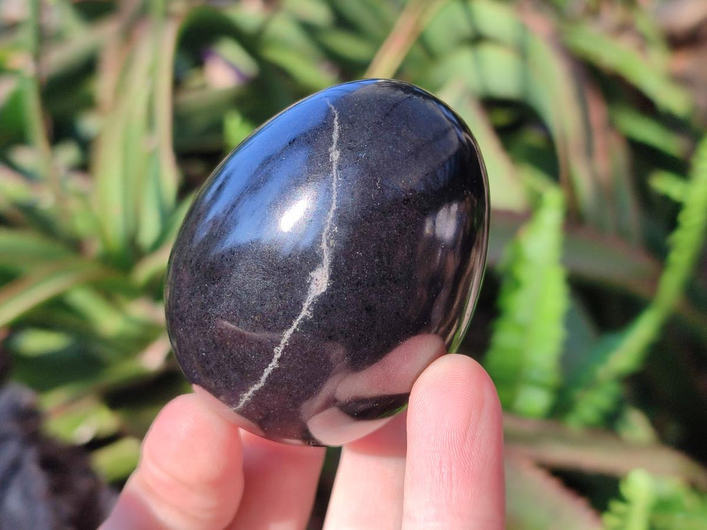 Polished Black Basalt Eggs x 6 From Madagascar - Toprock Gemstones and Minerals 
