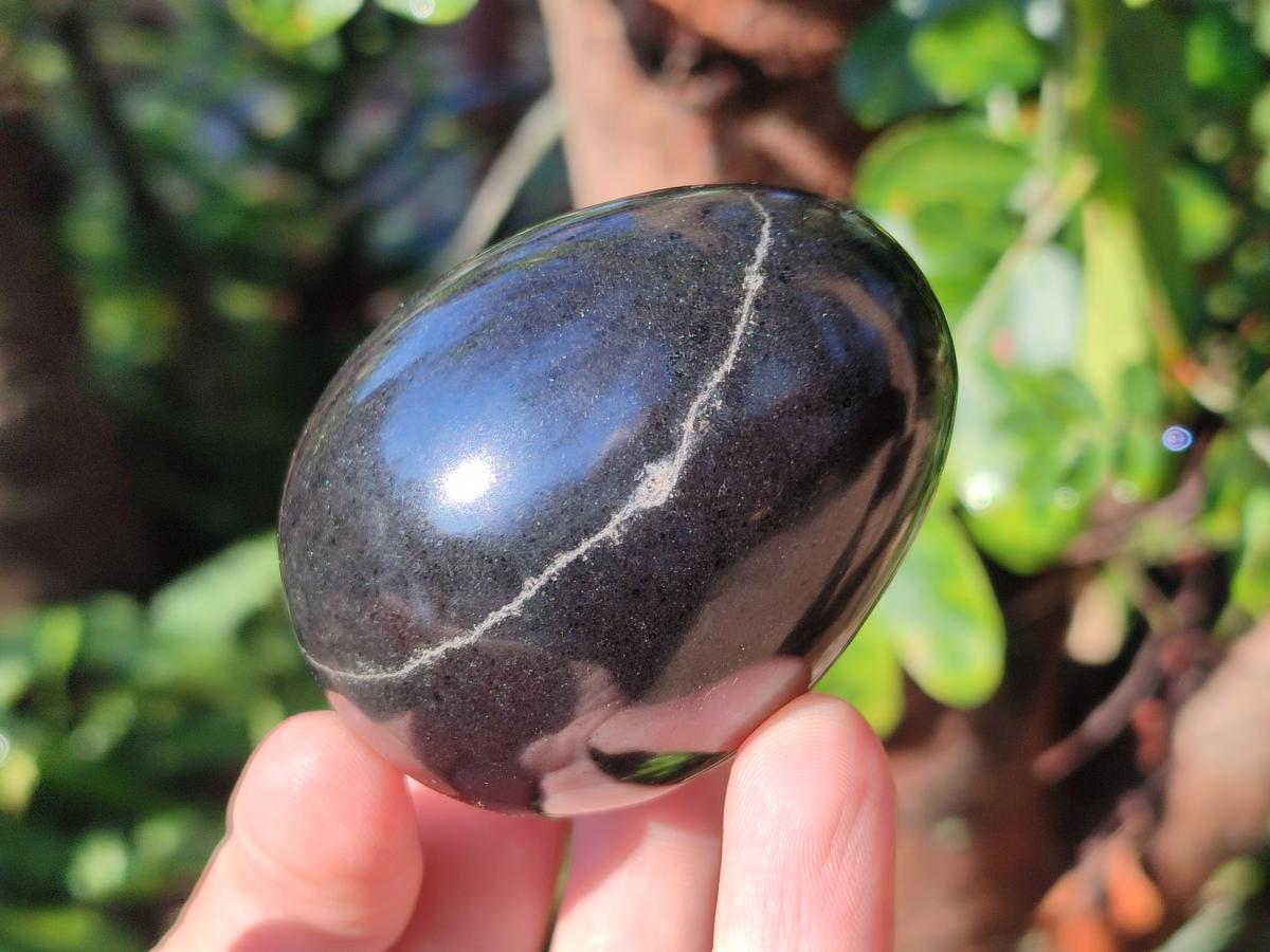 Polished Black Basalt Eggs x 6 From Madagascar - Toprock Gemstones and Minerals 