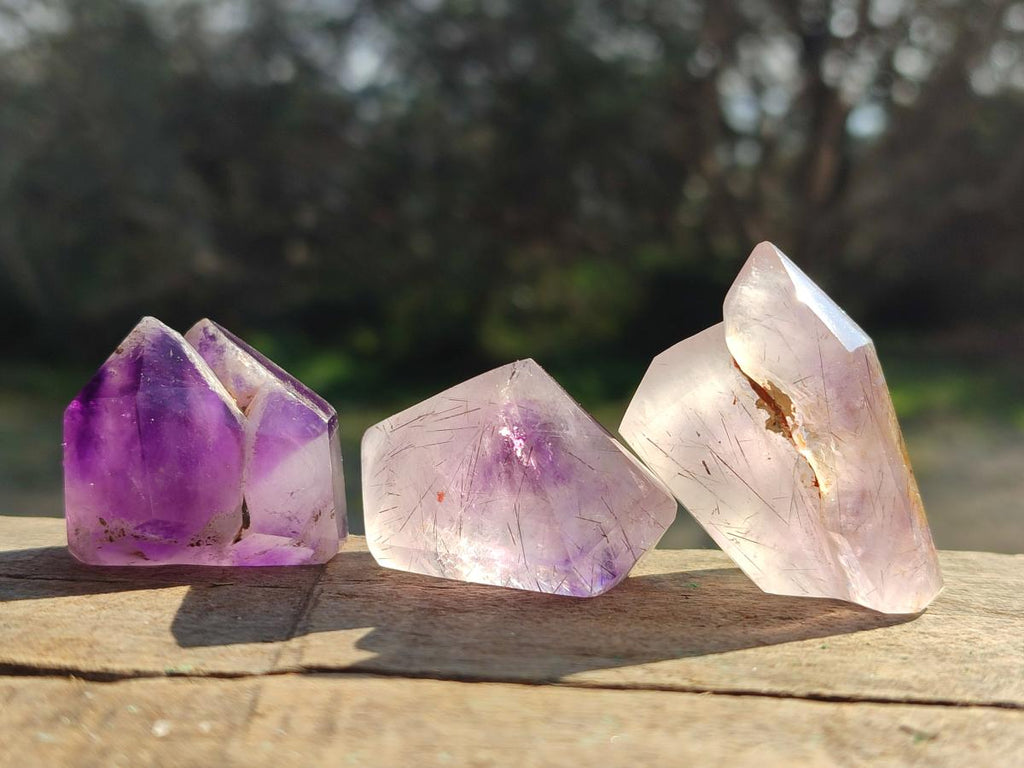 Polished Dark Purple Window Amethyst Crystals x 35 From Akansobe, Madagascar - Toprock Gemstones and Minerals 