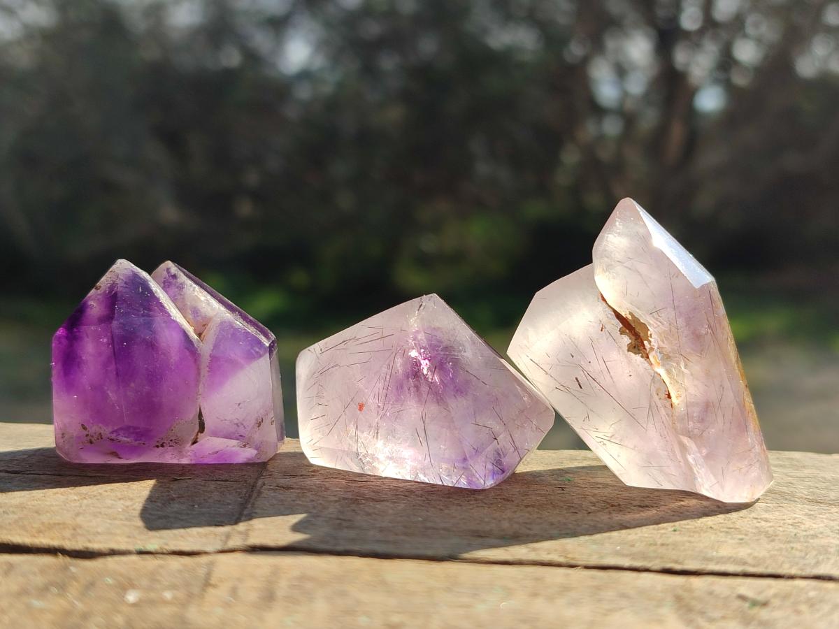 Polished Dark Purple Window Amethyst Crystals x 35 From Akansobe, Madagascar - Toprock Gemstones and Minerals 