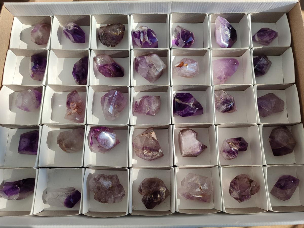 Polished Dark Purple Window Amethyst Crystals x 35 From Akansobe, Madagascar - Toprock Gemstones and Minerals 