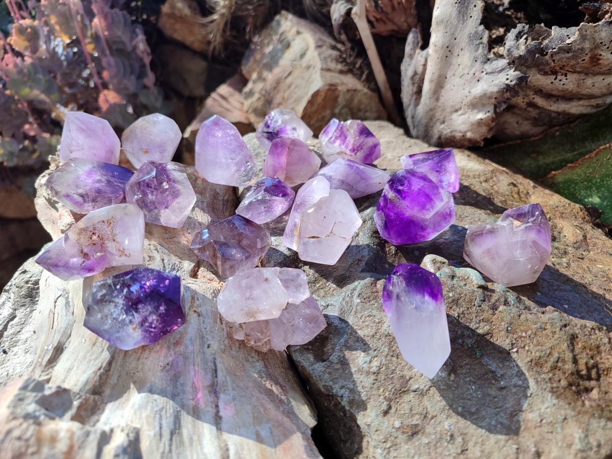 Polished Dark Purple Window Amethyst Crystals x 35 From Akansobe, Madagascar - Toprock Gemstones and Minerals 