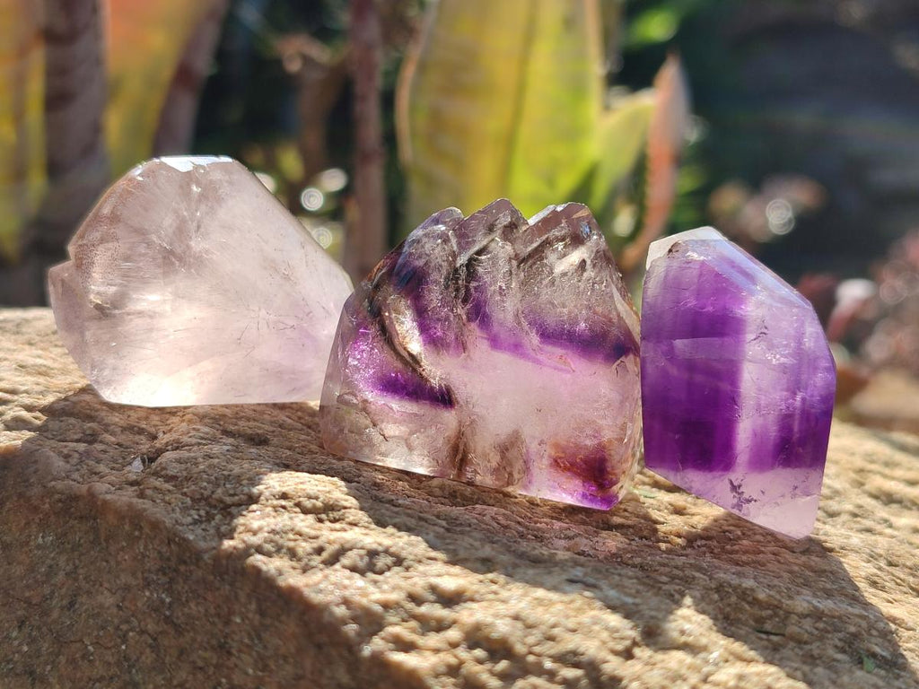Polished Dark Purple Window Amethyst Crystals x 35 From Akansobe, Madagascar - Toprock Gemstones and Minerals 
