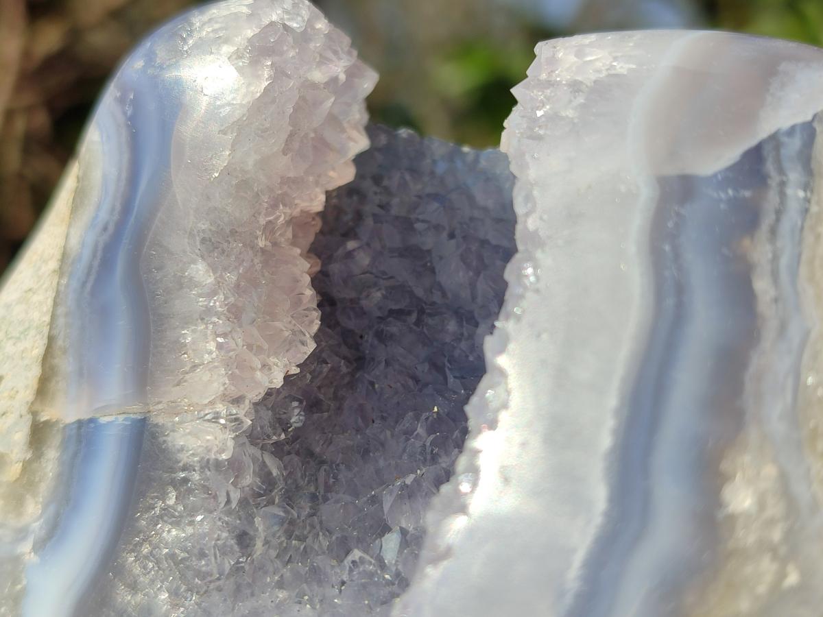 Polished Large Blue Lace Agate Standing Display Piece x 1 From Nsanje, Malawi - Toprock Gemstones and Minerals 
