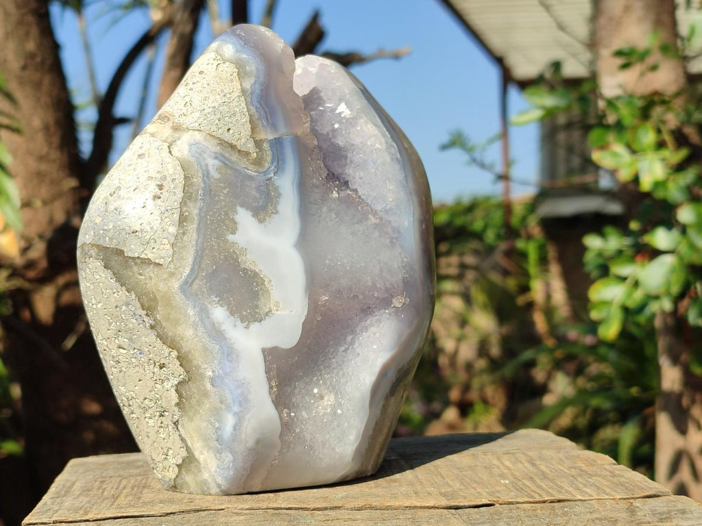 Polished Large Blue Lace Agate Standing Display Piece x 1 From Nsanje, Malawi - Toprock Gemstones and Minerals 