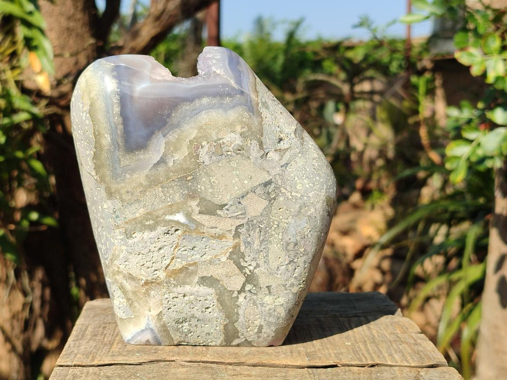 Polished Large Blue Lace Agate Standing Display Piece x 1 From Nsanje, Malawi - Toprock Gemstones and Minerals 