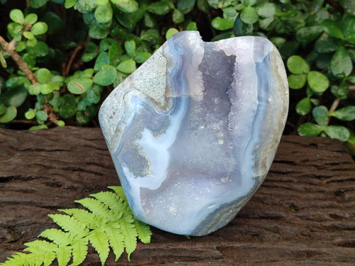 Polished Large Blue Lace Agate Standing Display Piece x 1 From Nsanje, Malawi - Toprock Gemstones and Minerals 
